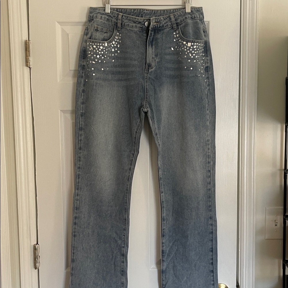 NWOT Vici Kayley Rhinestone Straight Leg Jeans - Picture 7 of 10